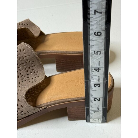 Crown Vintage Taupe Suede Perforated Block Heel Mules Women’s 10M - Picture 8 of 8